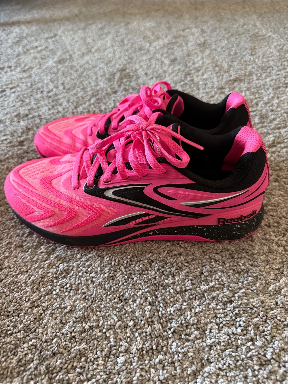 Reebok Women's Hot Pink and Black Athletic Sneakers - Picture 3 of 6